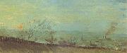 Vincent Van Gogh Factories Seen from a Hillside in Moonlight (nn04) painting